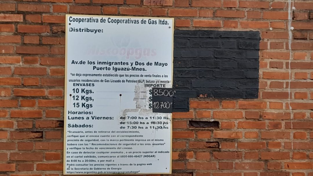 Nuevos precios para la garrafa de gas en Iguazú la de 10kg cuesta 8