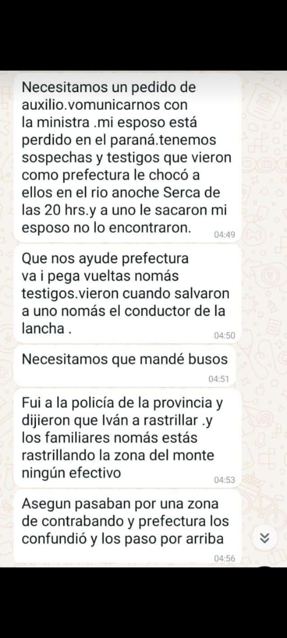 «Prefectura los chocó y a mi esposo no lo encontraron», el desesperado testimonio de la esposa del desaparecido imagen-8